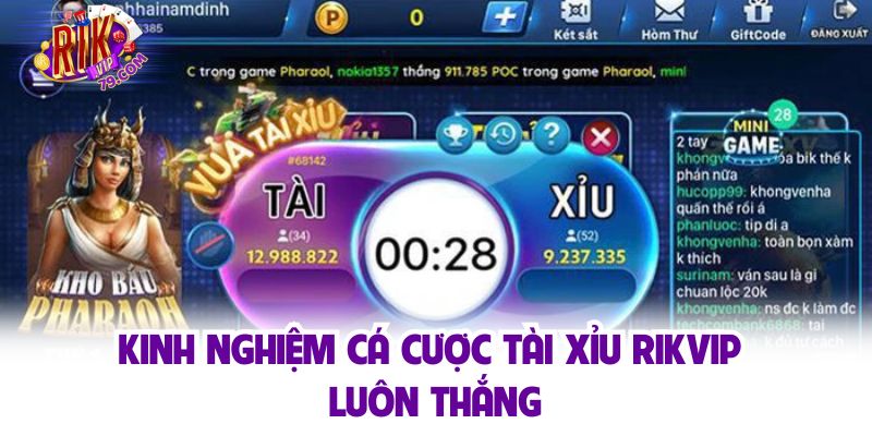 Kinh nghiệm cá cược tài xỉu Rikvip luôn thắng